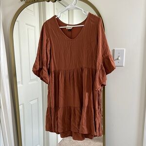 Universal Thread Orange Brown 3/4 Sleeve Dress